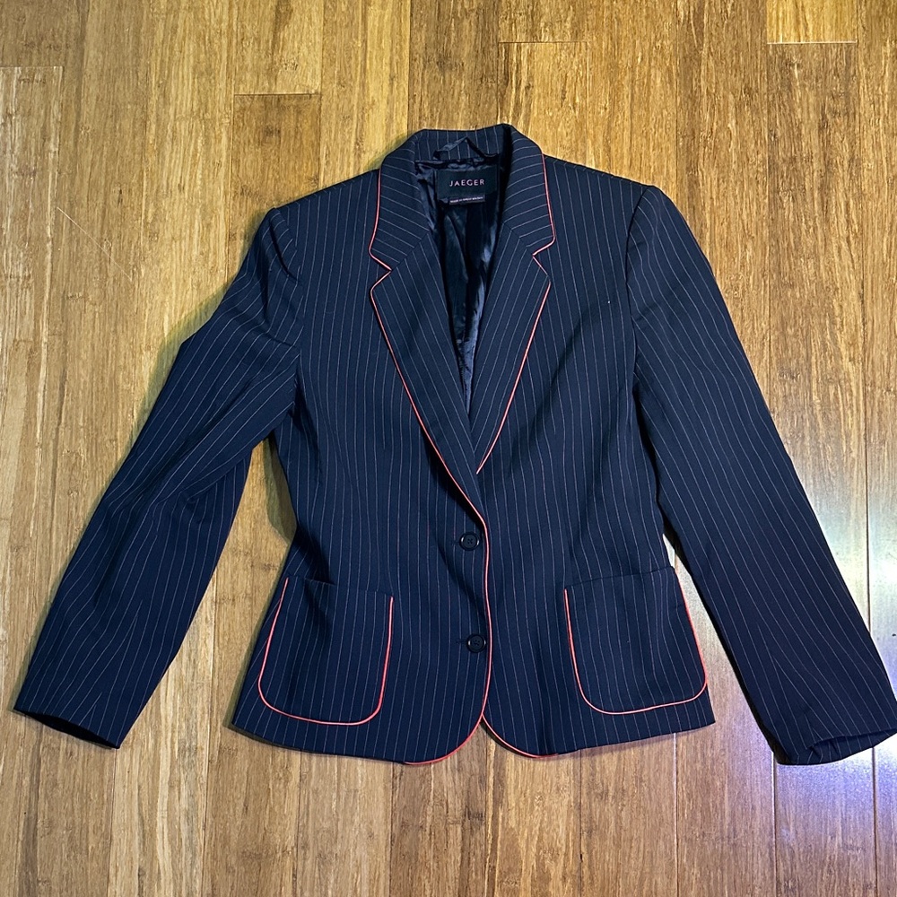 Jaeger Women's Navy Blazer with Red Trim